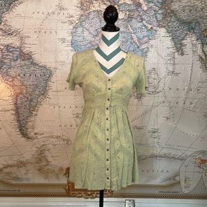 Cute Green w/ Pink Flowers Billabong Dress Size Small